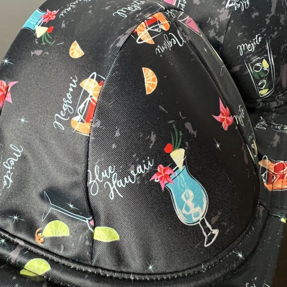 Collectif Black Retro 50s Cocktail Pinup Menu Balcony Underwire Bikini Top 16 XL - Picture 9 of 10